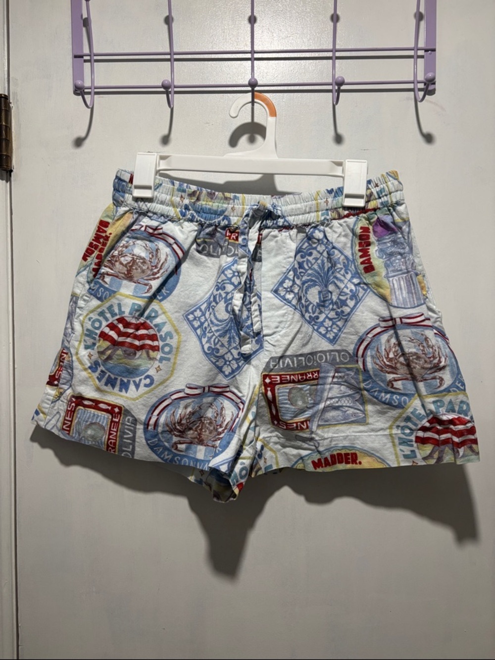 DAMSON MADDER sardines blue crab linen and cotton shorts - Picture 2 of 8